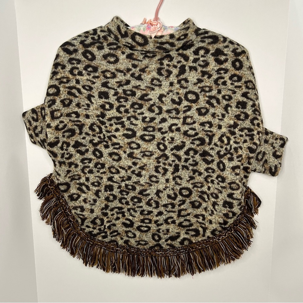 Do Everything in Love Leopard Print Sweater with Fringe NWT Girls size 4-6
